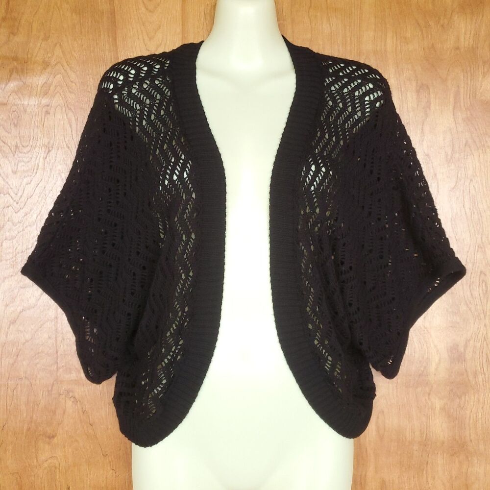 Black Crochet Bolero Sweater Top Size 2X Dark Cottage Cottagecore Sweet Kizz